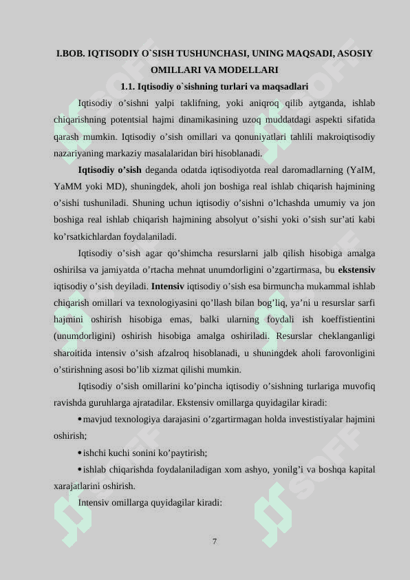 IQTISODIY O’SISH - IJTIMOIY TARAQQIYOT OMILI SIFATIDA. 7