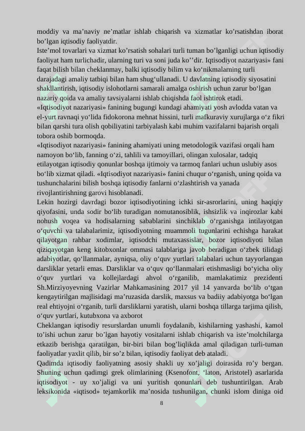 Iqtisodiy qonunlar va ularning amal qilish mexanizmi 8