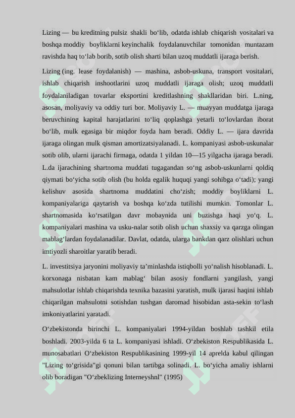 Lizing munosabatlarini tashkil etish va amalga oshirish tartibi 3