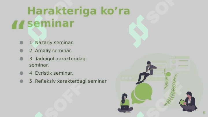 Seminar va amaliy mashg’ulotlarni o’tkazish tartibi. 6