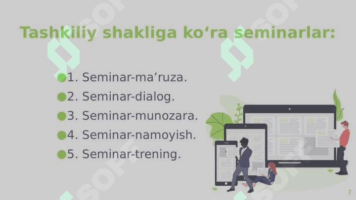 Seminar va amaliy mashg’ulotlarni o’tkazish tartibi. 7