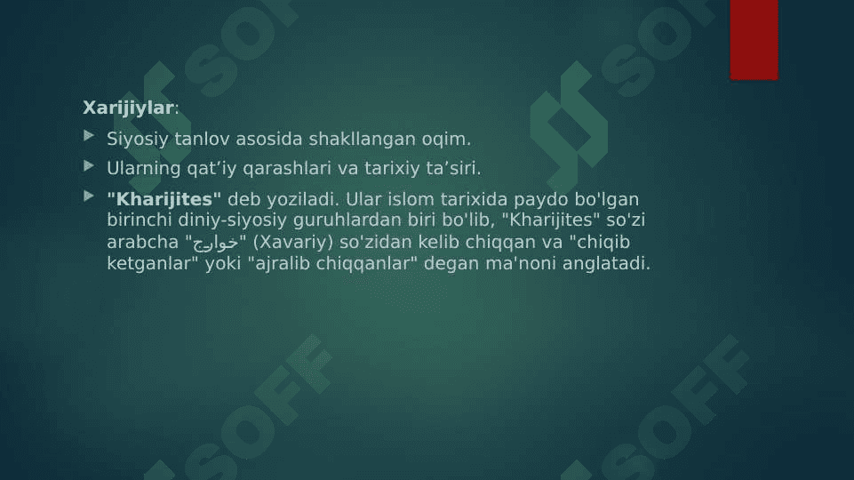 Islom oqimlari va yo'nalishlarining paydo bo'lish sabablari, e'tiqodidagi bo'linishlarning sabablari va oqibatlari. Taqdimot 8