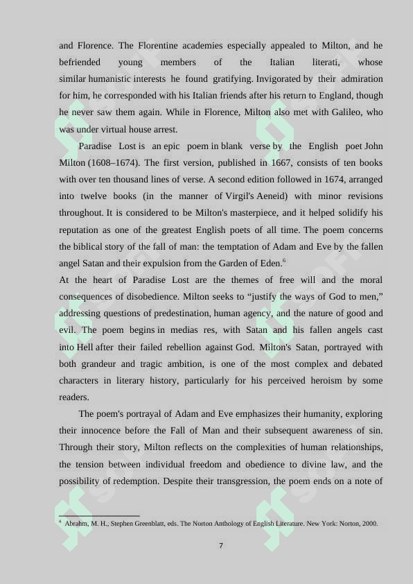 Main characteristics of Paradise post by John Milton 7
