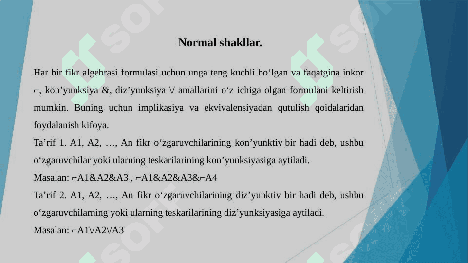 MDNSH VA MKNSH dagi fikriy ifodalar uchun kontakt-rele sxemalarini tuzish usullari. Analiz, sintez masalalari. 3