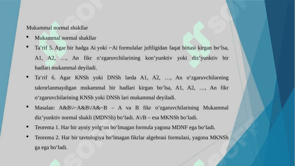 MDNSH VA MKNSH dagi fikriy ifodalar uchun kontakt-rele sxemalarini tuzish usullari. Analiz, sintez masalalari. 4