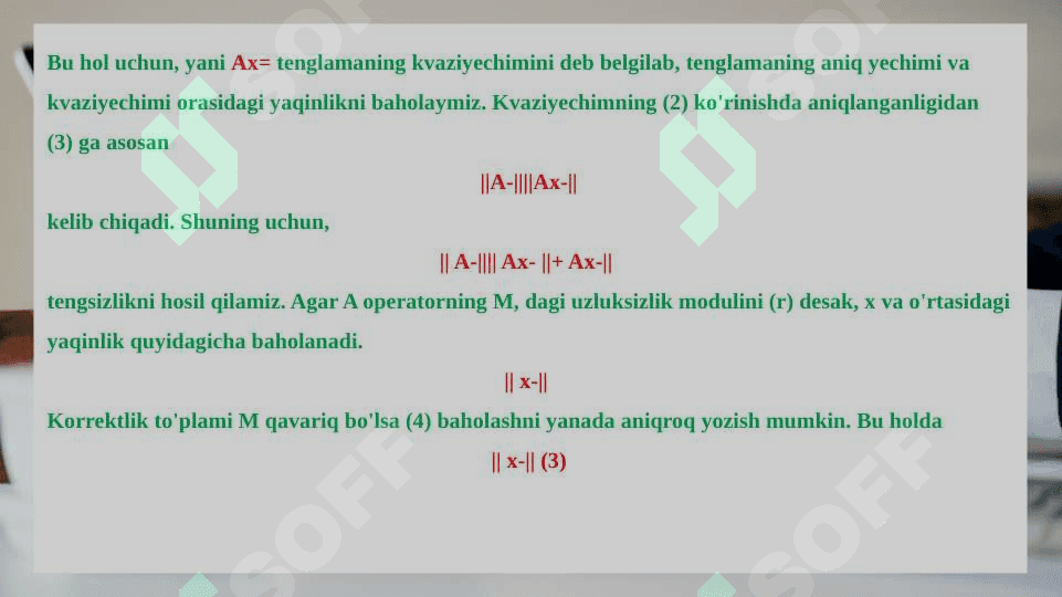 Shartli korrekt masala taqribiy yechimini kvaziyechim orqali aniqlash 4