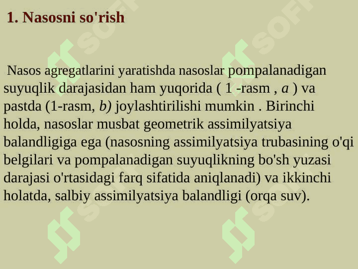 Nasoslarning so’rish balandligi 2
