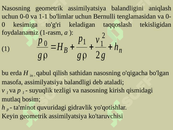 Nasoslarning so’rish balandligi 4