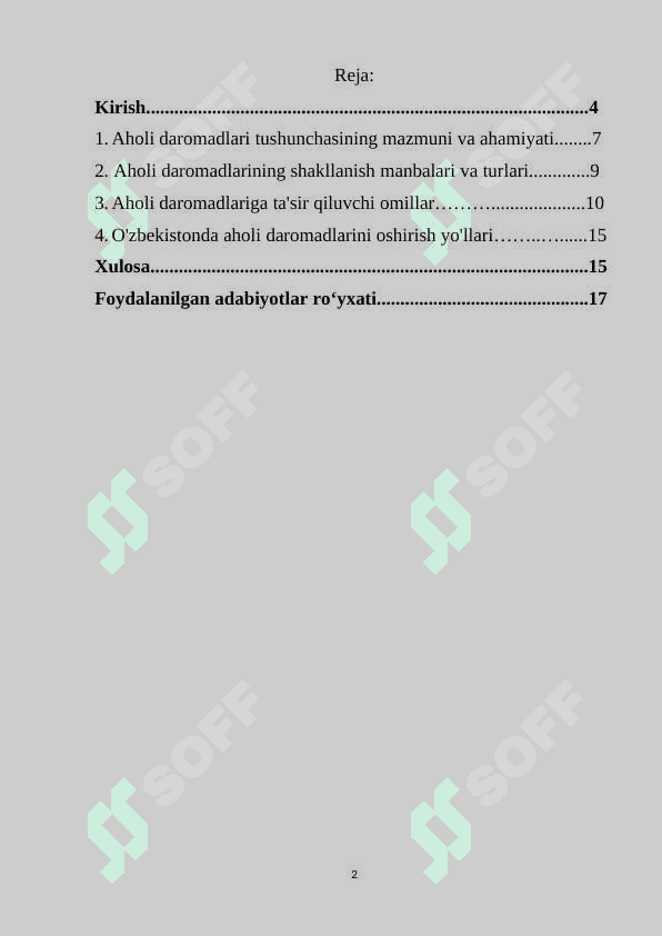 Aholi daromadlari , uning turlari va shakllanish manbalari . 2