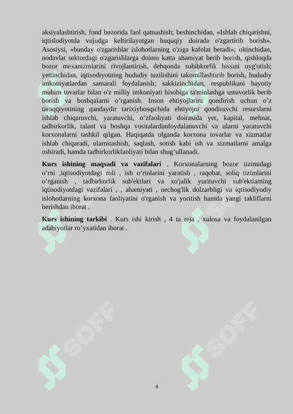 Korxonalarning bozor tizimidagi o'rni va iqtisodiy faoliyatining xususiyatlari. 4