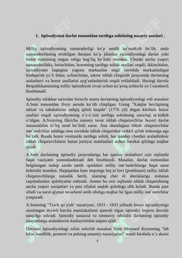 Korxonalarning bozor tizimidagi o'rni va iqtisodiy faoliyatining xususiyatlari. 5