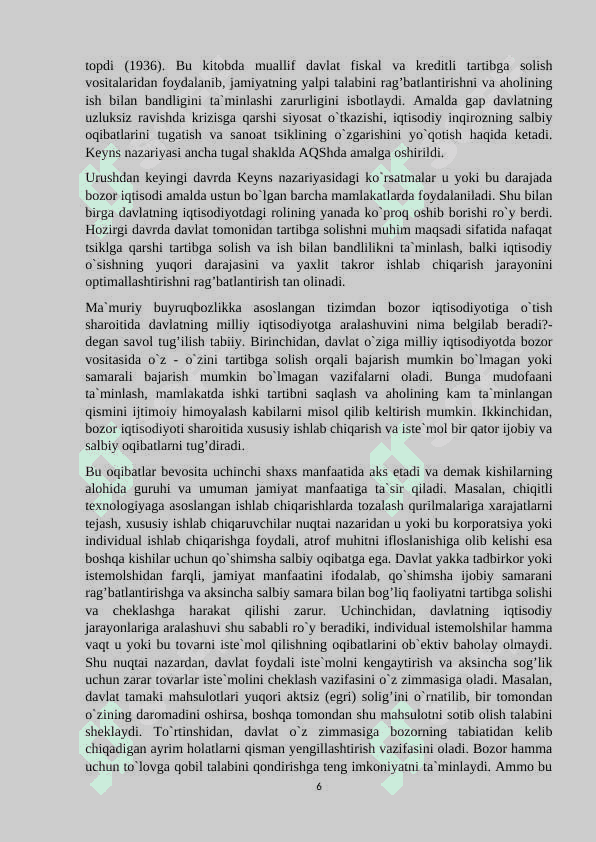 Korxonalarning bozor tizimidagi o'rni va iqtisodiy faoliyatining xususiyatlari. 6