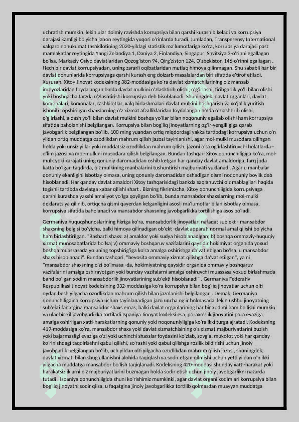 Korrupsiyaga qarshi kurash borasida xorijiy tajriba 4