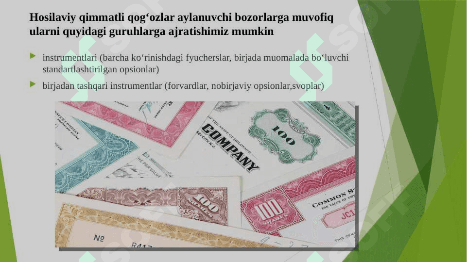 Xosilaviy qimmatli qog’ozlarning iqtisodiy mohiyati va ularning o’ziga xos xususiyatlari 4