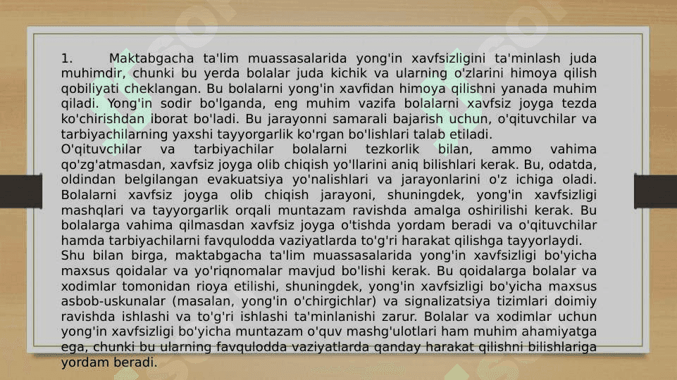 Yongʻinni oʻchirishning oʻziga xos xususiyatlari 4