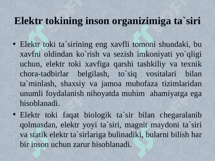 Ishlab chiqarishda elektr xavfsizligi asoslari 2