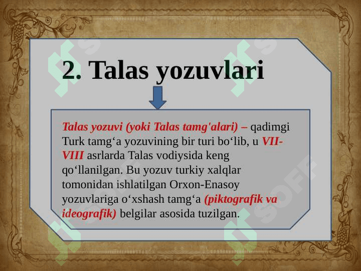 Turkiy Run yozuvlari turlari va tiplari 8