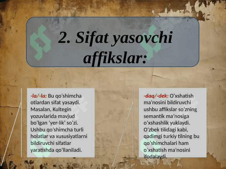 Kultegin bitiktoshidagi so’z yasovchi affikslar mavzusida tayyor slayd 5