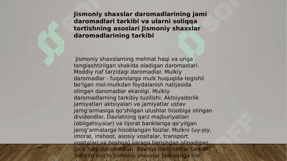,,JISMONIY SHAXSLARDAN UNDIRILGAN SOLIQ TASNIFI`` 6
