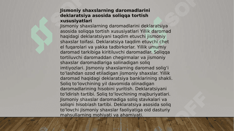 ,,JISMONIY SHAXSLARDAN UNDIRILGAN SOLIQ TASNIFI`` 8