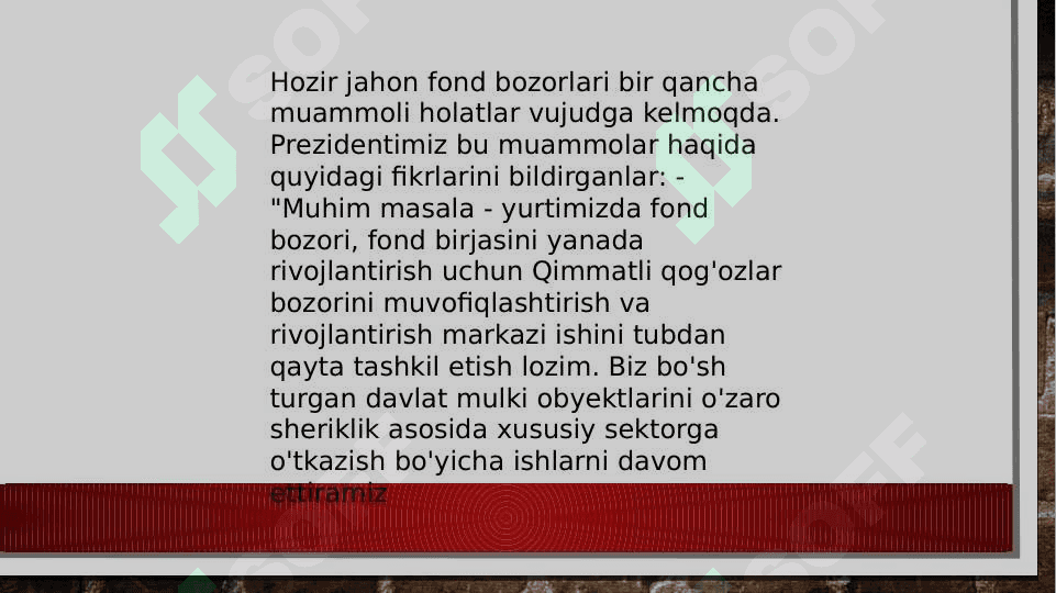 O'zbekistonda moliya bozori xolati va uning rivojlanishi tahlili 8