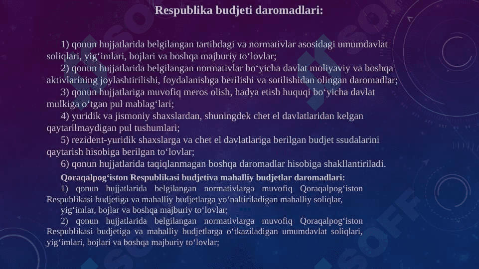 DAVLAT BYUDJETI VA DAVLAT MAQSADLI JAMG’ARMALARI BYUDJETLARI DAROMAD QISMI   IJROSI  HISOBI 4