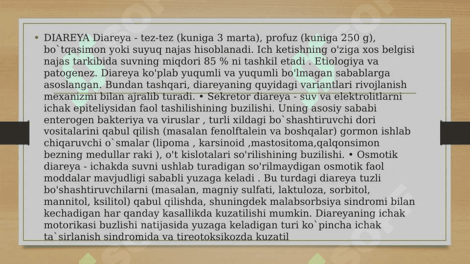 HAZM A`ZOLARI KASALLIKLARIDA BEMOR BOLALARNI PARVARISHLASH VA  TASHXISLASH 5