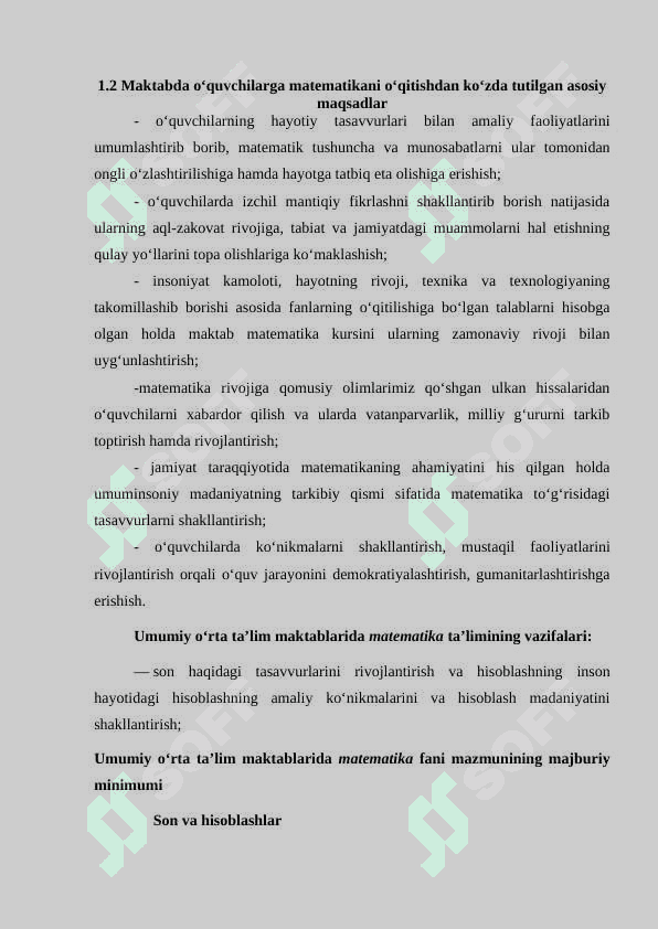 5-6 sinflarda matematika o‘qitishning maqsadi, vazifasi va mazmuni. 5-6 sinflarda matematika o‘qitishning metodik xususiyatlari. 8