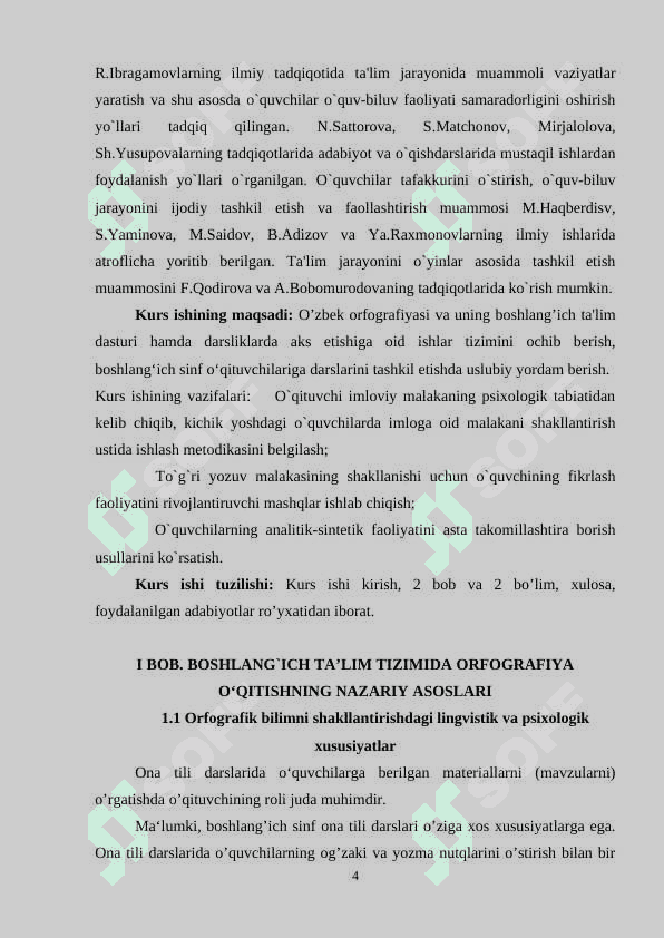 1-4-SINF DARSLIKLARDAGI ORFOGRAFIYAGA OID MASHQLARNI TAHLIL QILISH 4