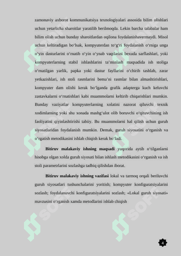 WINDOWS OPERATSION TIZIMINI  SOZLASHDA LOKAL GURUH SIYOSATI  (LOCAL GROUP POLICY OBJECT) METODIKASI 4