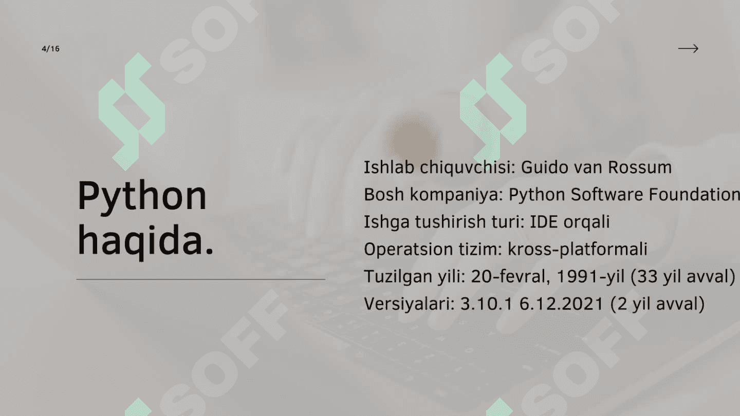 Zamonaviy dasturlash tillari fanidan pythonda 5