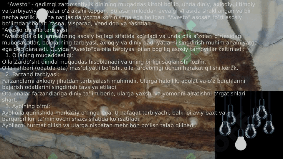 Avestoda oila tarbiyasi masalalari 2