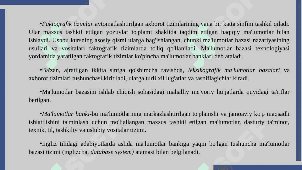 BERILGANLAR BAZASINING NAZARIY ASOSLARI 6