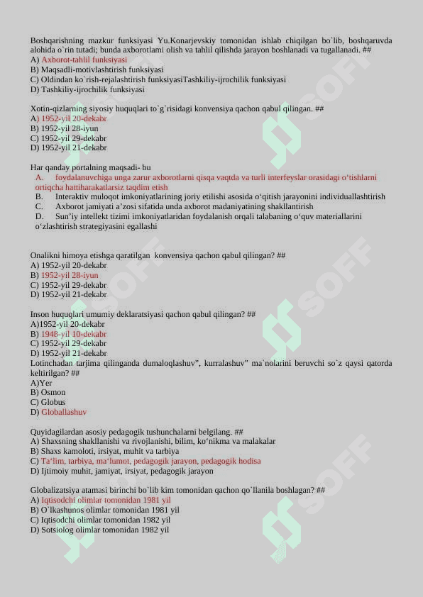 Umumiy pedagogikadan test savollari javoblari bilan 8