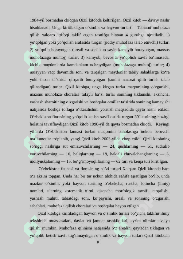 Noyob va yo`qolib borayotgan hayvonlar 8