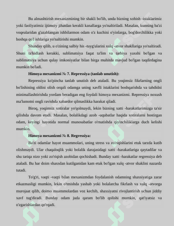 FREYDNING KLASSIK PSIXOANALIZIDA PSIXIK RIVOJLANISH VA HOZIRGI ZAMON PSIXOANALITIKASI  mustaqil ish 7