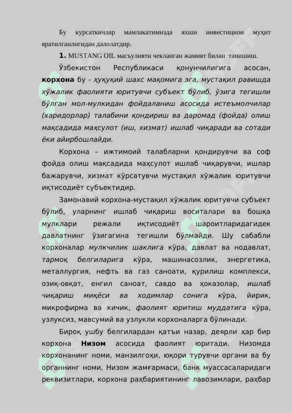 Amaliyot hisobot Firmalar uchun 5