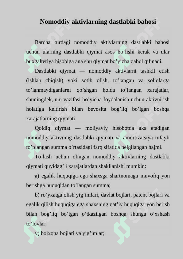 Nomoddiy aktivlarga amortizatsiya hisoblash 2