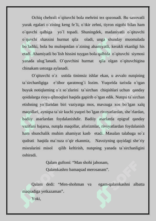 O‘QITUVCHI NUTQIGA QO‘YILADIGAN ASOSIY TALABLAR - referat 7