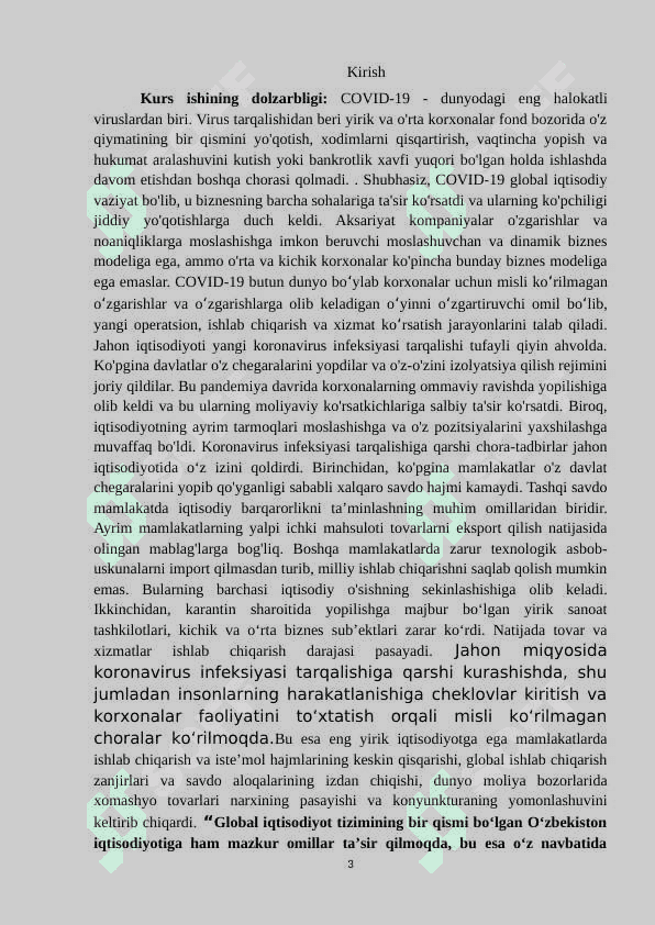 Covid-19, o'zb, iqtisodiyoti tasiri 3