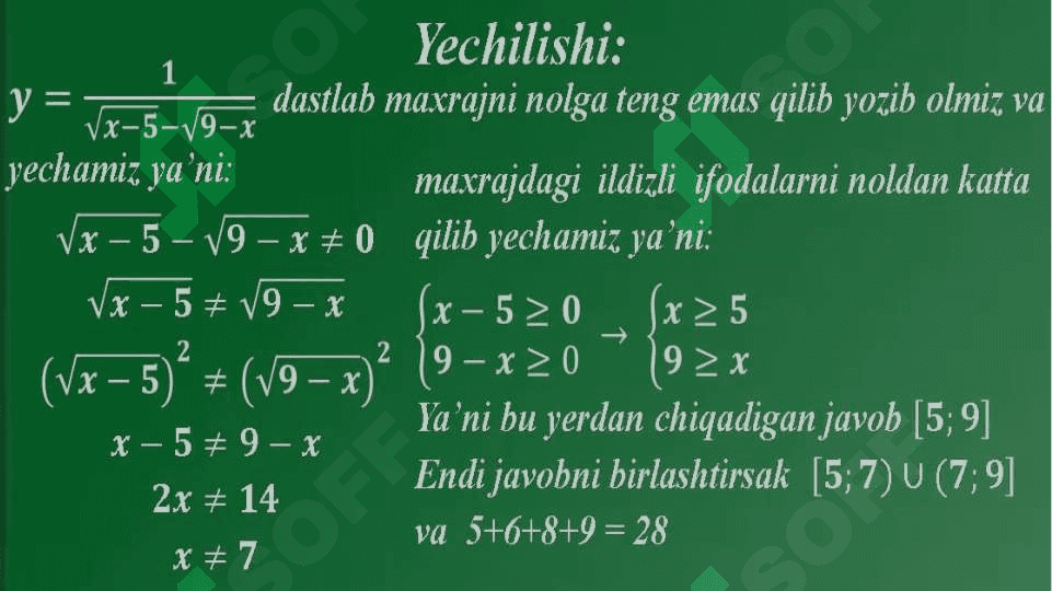 Tenglamalar sistemasiga oid  misollar yechish 4
