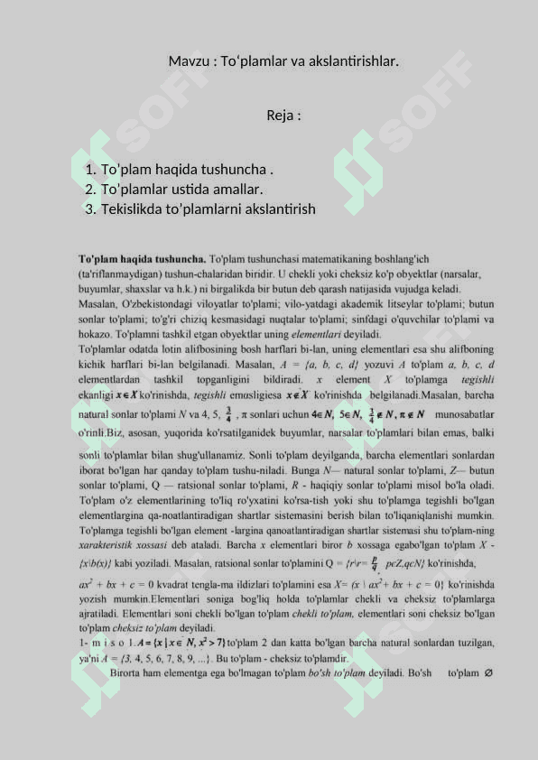 Toʻplamlar va akslantirishlar 2