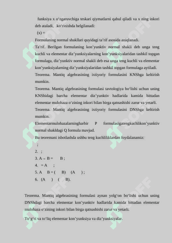Normal formulaga keltirish haqida teorema va Aksiomalar 5