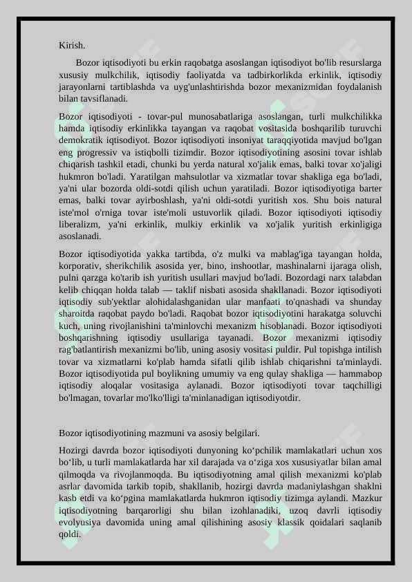 Bozor iqtisodiyoti, uning vujudga kelishi va rivojlanishining shart-sharoitlari 3