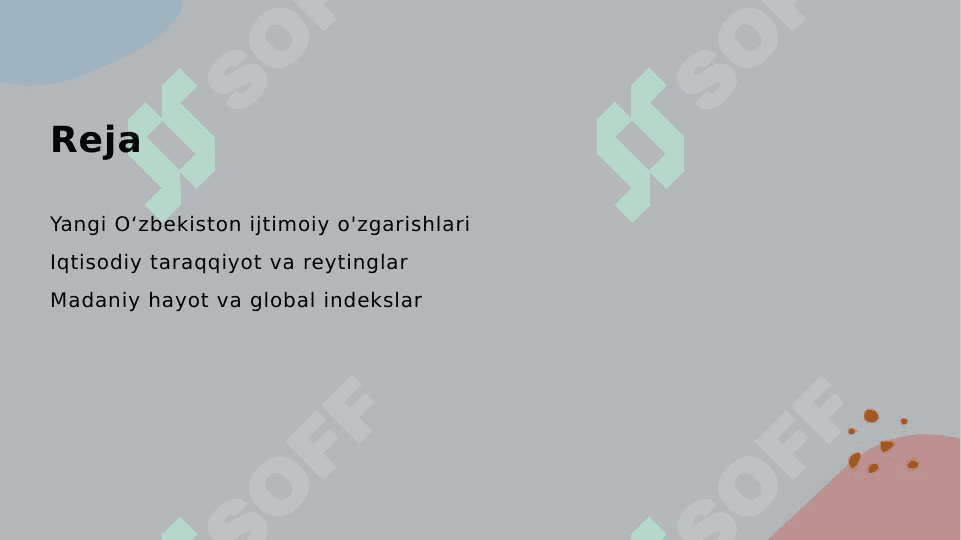Yangi Oʻzbekiston ijtimoiy-siyosiy,iqtisodiy va madaniy hayotida roʻy berayotgan oʻzgarishlarning xalqaro reyting va indekslarda aks etishi 2