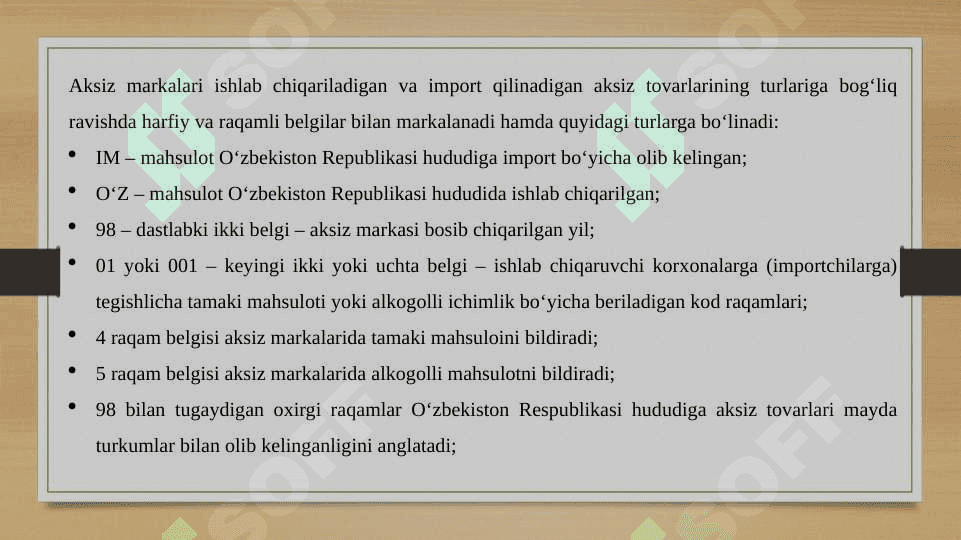 Aksiz solig'ining amal qilishida aksiz markalarini qo'llashning ahamiyati 7
