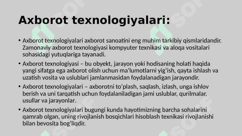 AKT xizmatlari bozorining shakllanishi 2