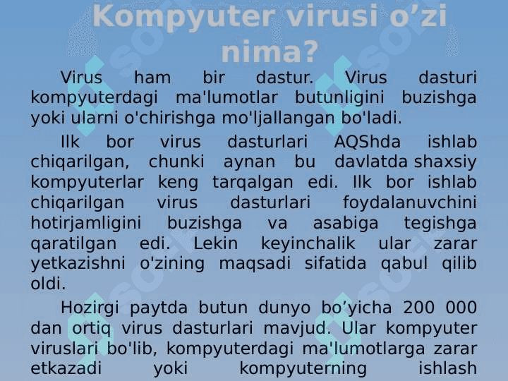 Antivirus dasturlarining viruslardan tozalashdagi imkoniyatlari 2