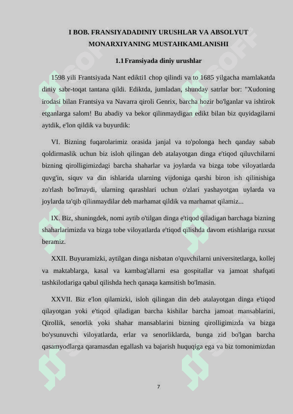 FRANSIYADA DINIY URUSHLAR VA ABSOLYUT MONARXIYANING MUSTAHKAMLANISHI 7