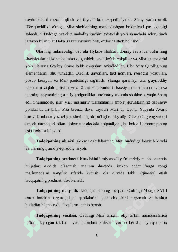 GIKSOSLARNING MISRGA KIRIB KELISHI KURS ISHI 4